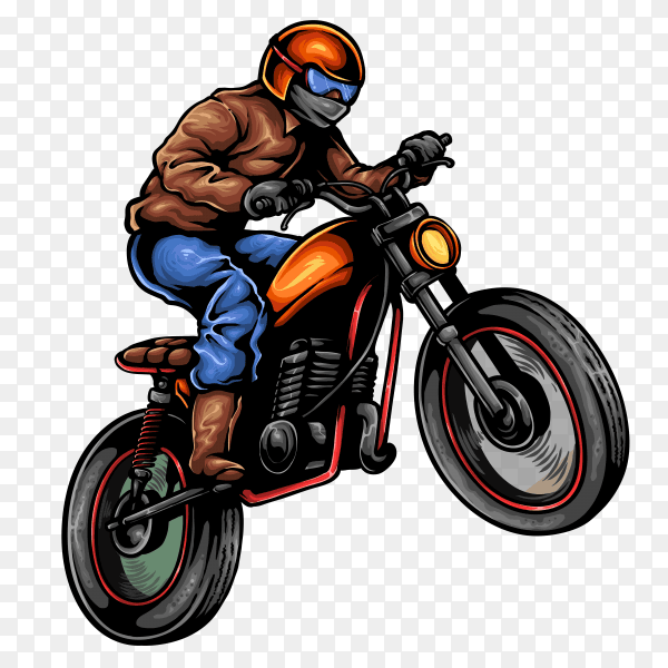 Vintage Motorcycle Biker Jump On The Mountain on transparent background PNG