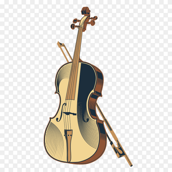 Vintage vector illustration violin classic on transparent PNG