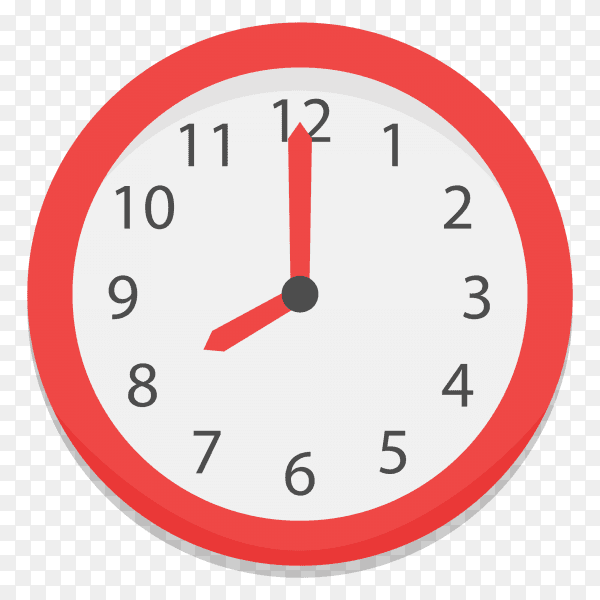 Wall clock with Red and white color Clipart PNG