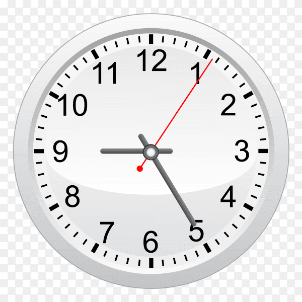 Wall clock with black ana read hands vector PNG