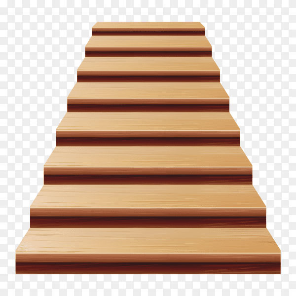 Wooden Staircase Realistic Illustration on transparent PNG