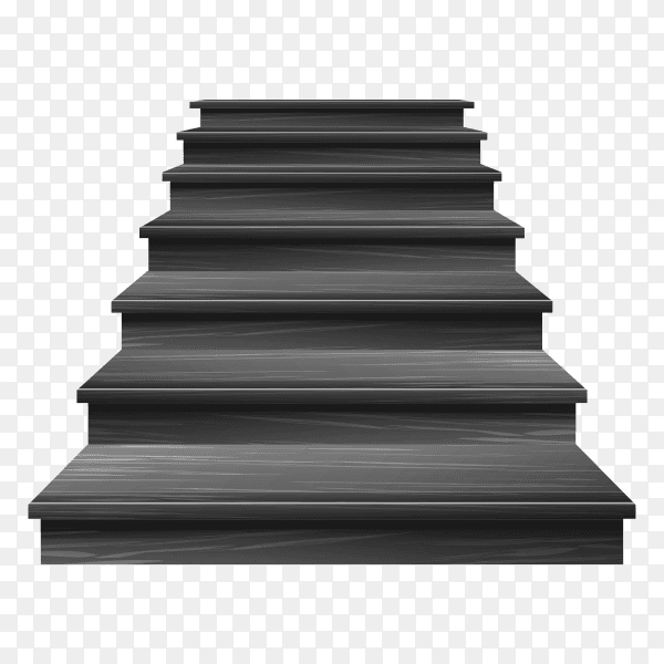 Wooden black stair on transparent PNG