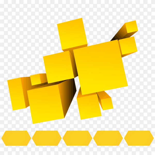 Yellow cubes design on transparent background PNG