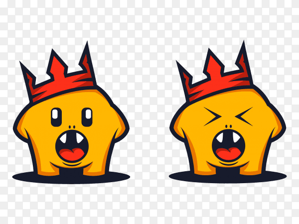 Yellow monsters Cartoon Wearing crown showing their teeth on transparent PNG