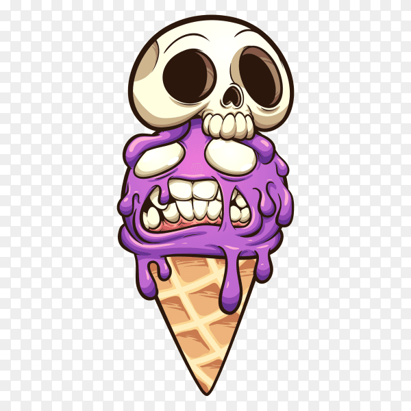 Zombie icecream with skull vector PNG