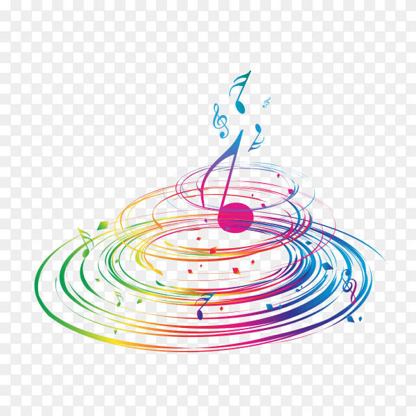 Colorful music notes on transparent background PNG