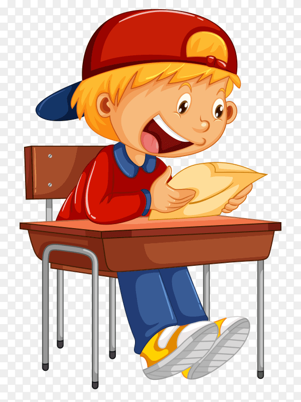Laugh boy setting on chair vector PNG