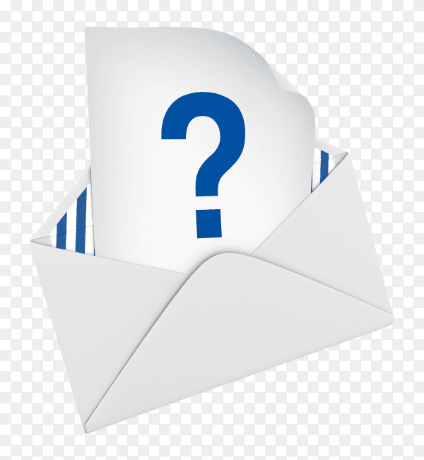3D envelope with question mark on transparent background PNG