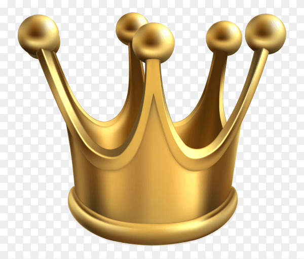 3D gold crown king on transparent background PNG