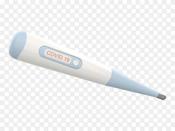 3D thermometer with text positive test virus covid-19 on transparent background PNG
