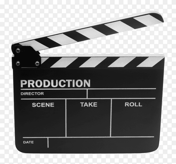 3d realistic illustration of open movie clapperboard on transparent background PNG