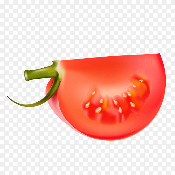 A quarter of a tomato on transparent PNG