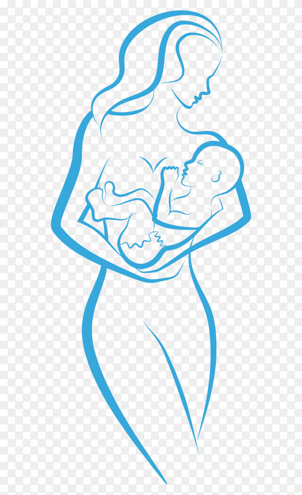 A woman carrying her baby premium vector PNG
