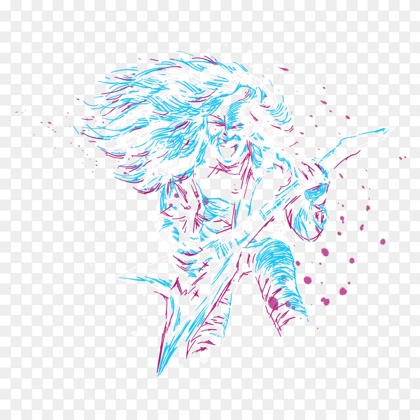 Abstract rock guitar player illustration Clipart PNG