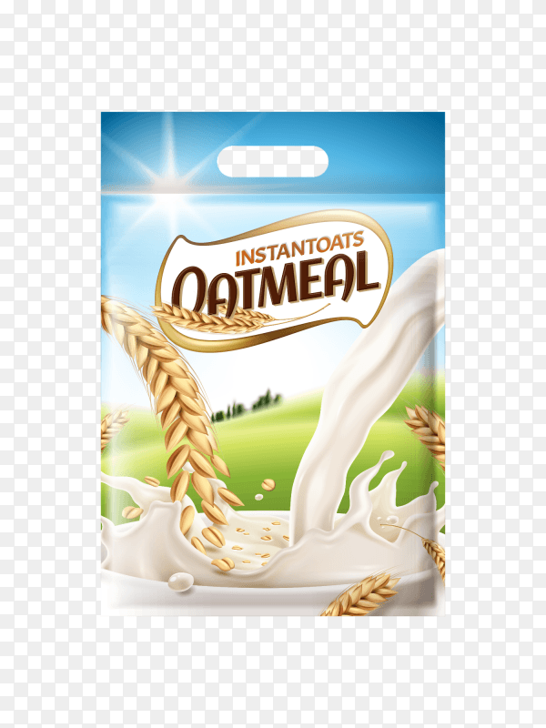Ad template with milk and wheat healthy organic food on transparent background PNG