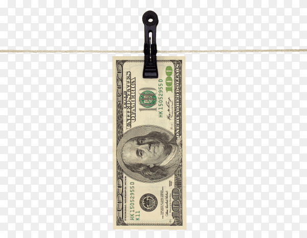American hundred dollar banknote isolated on transparent PNG