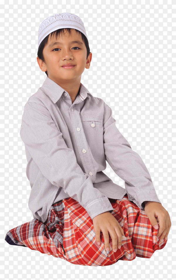 Asian child showing complete Muslim movements while praying images PNG
