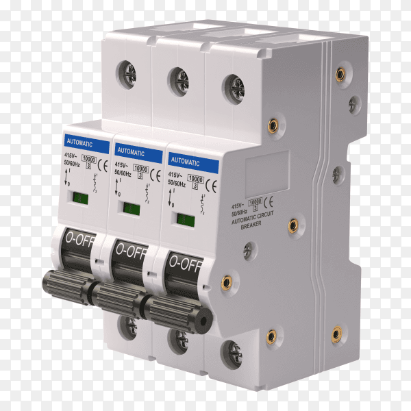Automatic circuit breaker isolated on transparent background PNG