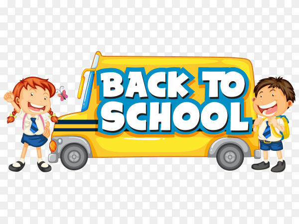 Back school template with school bus vector PNG