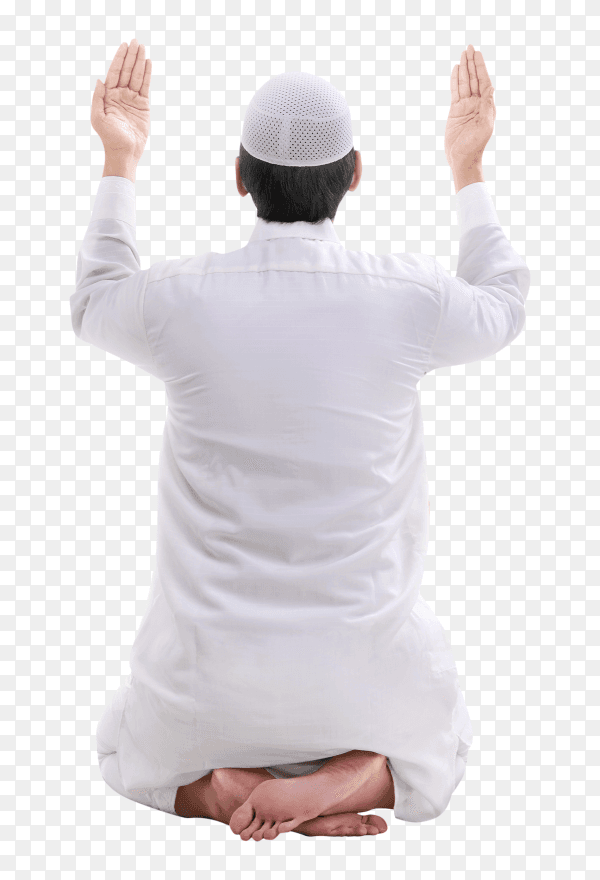 Back view of muslim man sitting in praying Clipart PNG