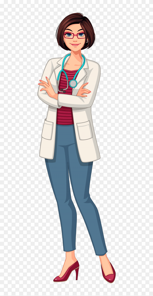 Beautiful young lady doctor illustration Premium Vector PNG