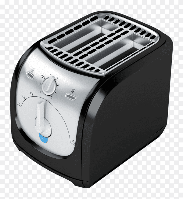 Black Toaster for bread on transparent background PNG