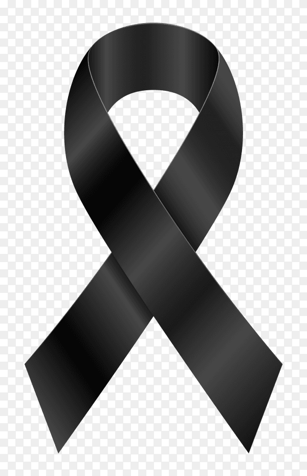 Black awareness ribbon on transparent PNG