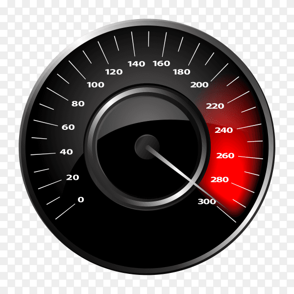 Black speedometer on transparent background PNG