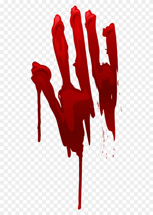 Bloody handprint on transparent PNG