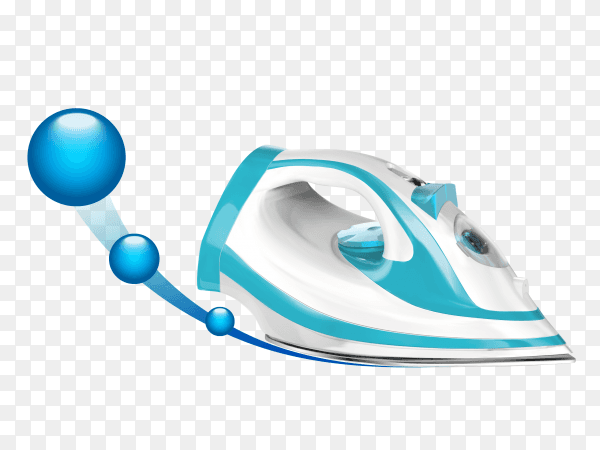 Blue and white steam iron Clipart PNG