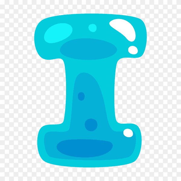 Blue color shaped I letter Vector PNG