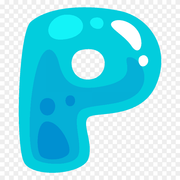 Blue color shaped P letter on transparent background PNG