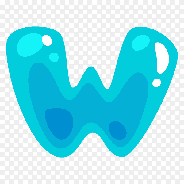 Blue color shaped W letter on transparent background PNG