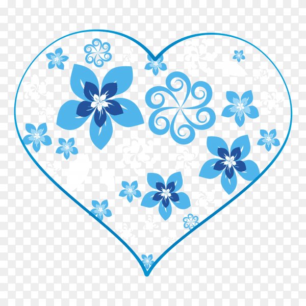 Blue heart full of stars on transparent PNG