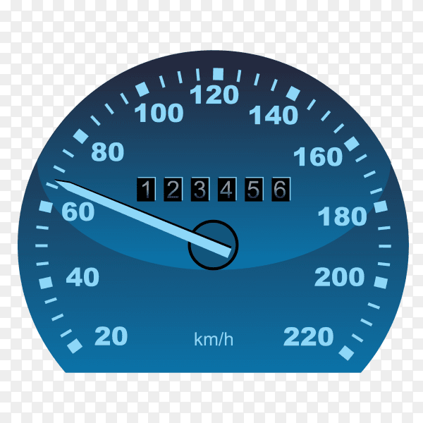 Blue speedometer on transparent background PNG