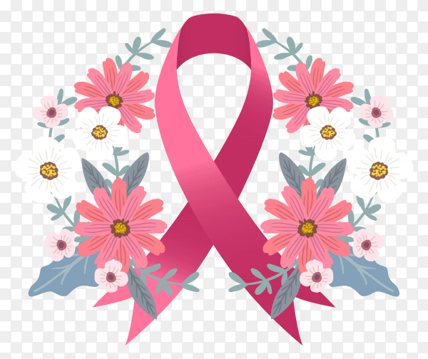 Breast cancer awareness symbol with crown flowers Clipart PNG
