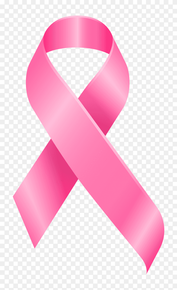 Breast cancer awareness with realistic ribbon on transparent PNG