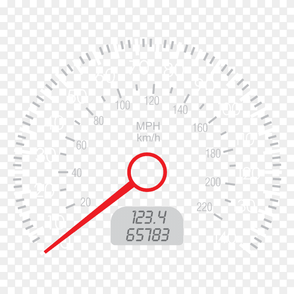 Car speedometer dashboard on transparent PNG