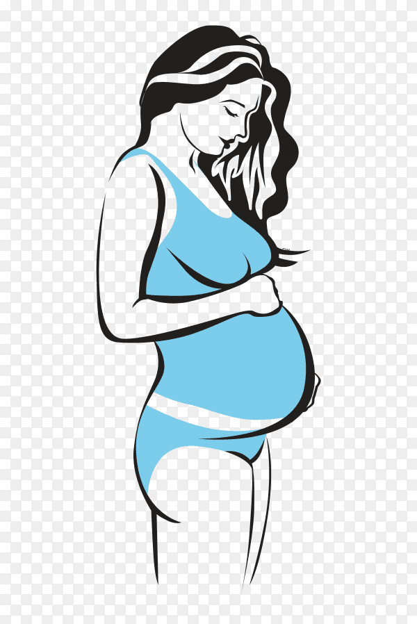 Cartoon Drawing for pregnant Petrified belly vector PNG