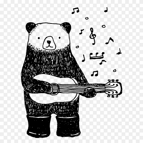 Cartoon banda playing guitar Premium vector PNG