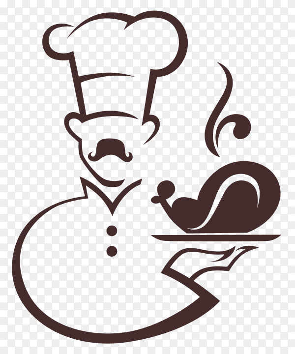 Cartoon chef serving food on transparent background PNG