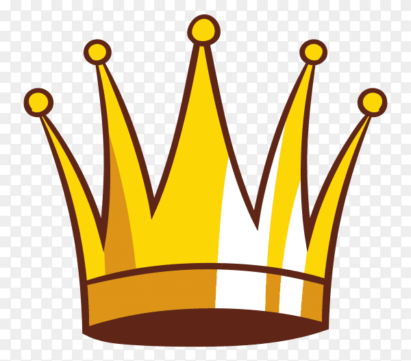 Cartoon illustration of crown icon on transparent background PNG
