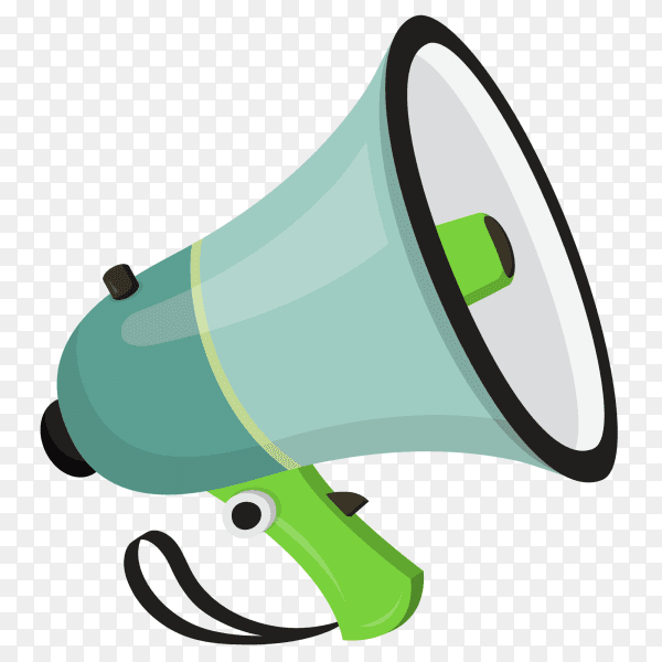 Cartoon megaphone green on transparent background PNG