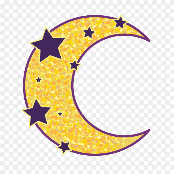 Cartoon moon with stars vector PNG