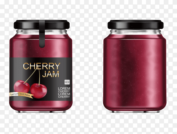 Cheery jam on A glass jar on transparent background PNG