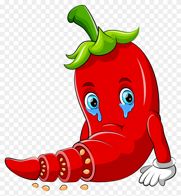Chili sad character cartoon vector PNG