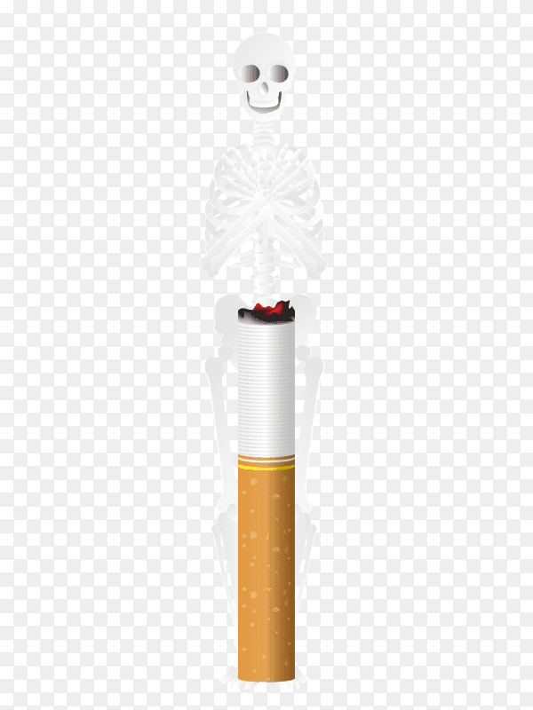 Cigarette and skull shaped smoke Premium Vector PNG