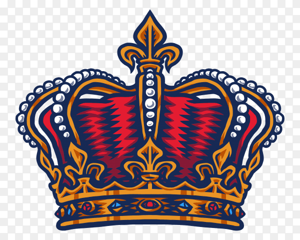Classic king’s crown isolated on transparent PNG