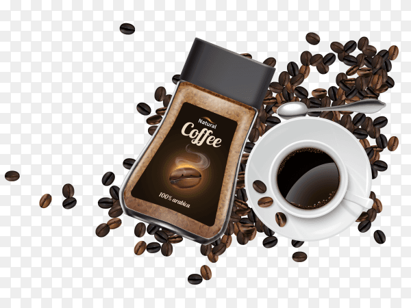 Coffee advertisement realistic composition Clipart PNG