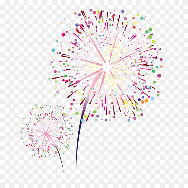 Colorful Fireworks on transparent background PNG